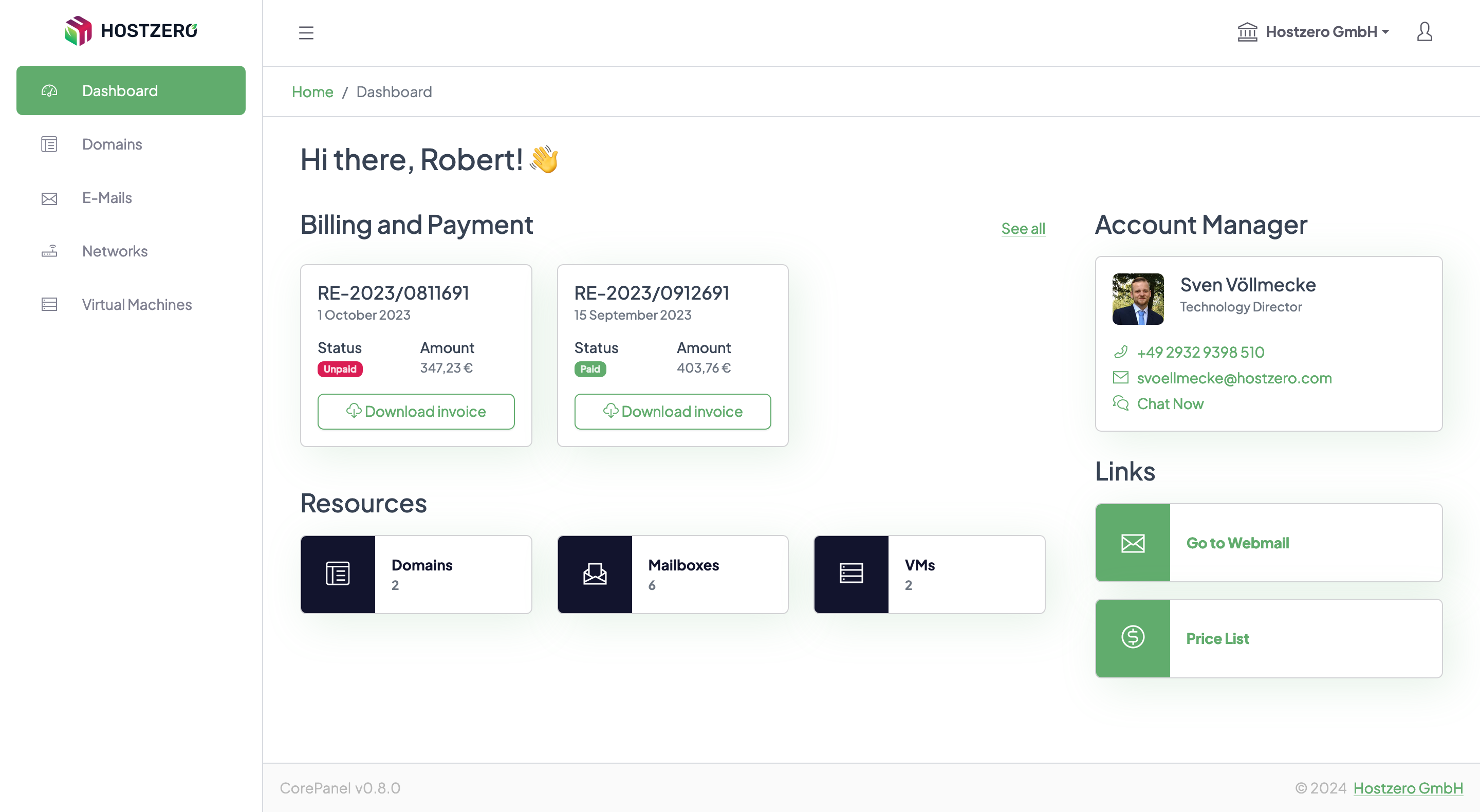 Corepanel Home Screenshot